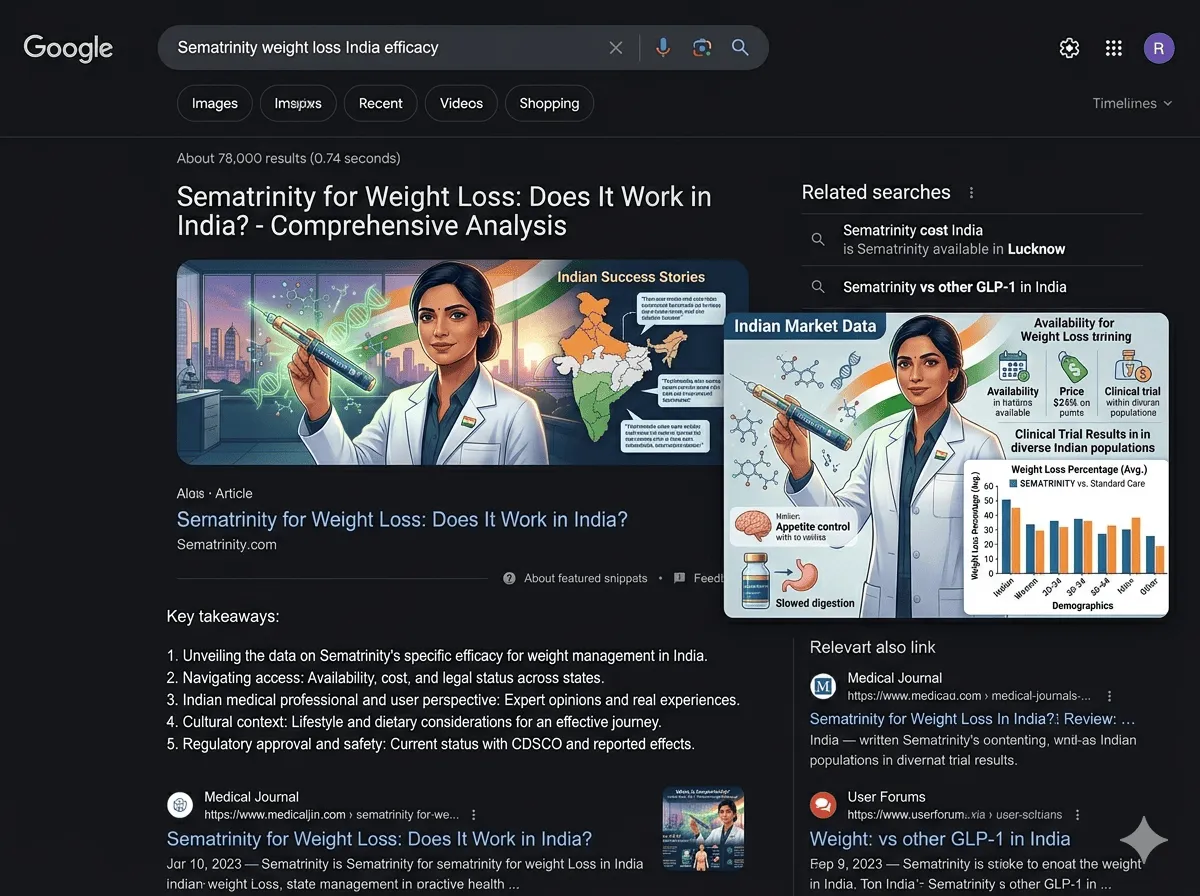 Sematrinity appearing in Indian search results and medical media coverage